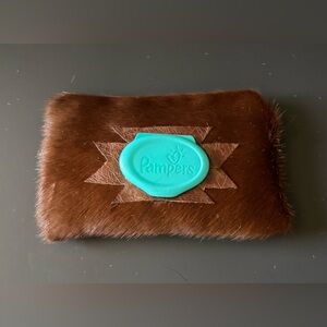 Brown hair on hide Cowhide & Leather Baby Wipes Case for Pampers Wipes.